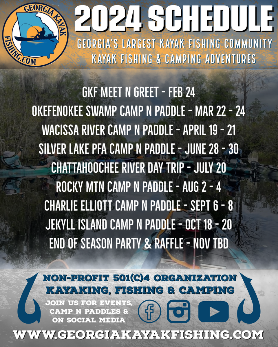 2024 Kayak Fishing Schedule